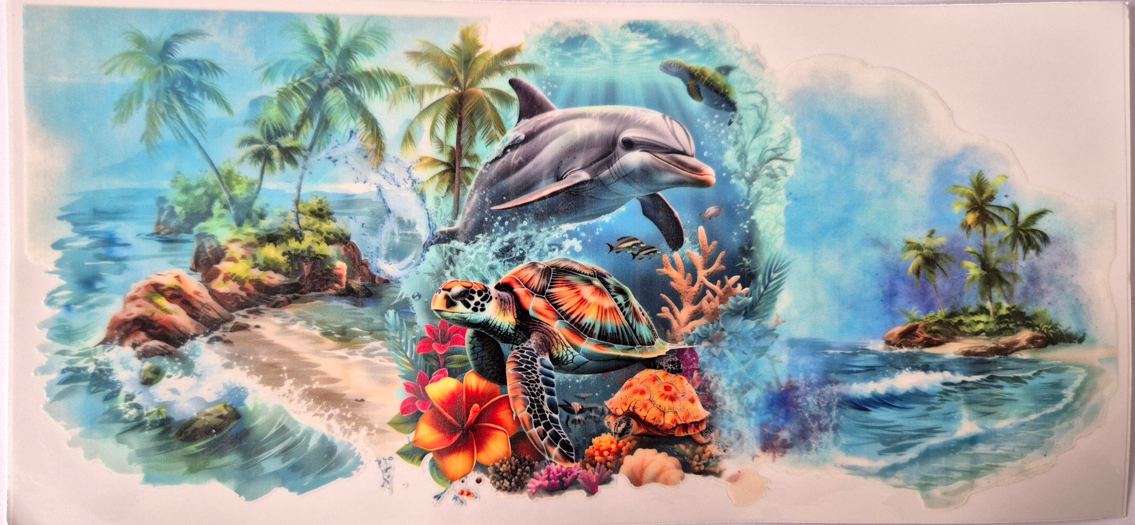 Decal Wraps for Tumblers 40oz ONLY (NOT CUTTABLE) Dolphin friends