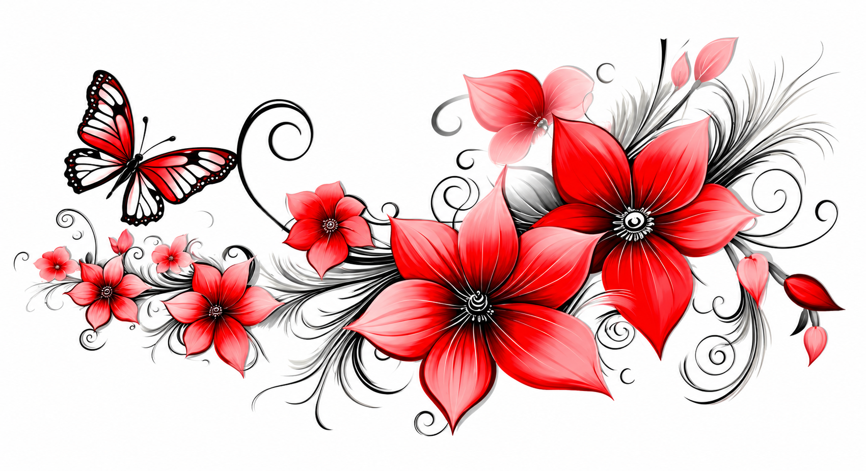 Decal Wraps for Tumblers 16oz Recommended (NOT CUTTABLE) Ruby Butterfly Bloom