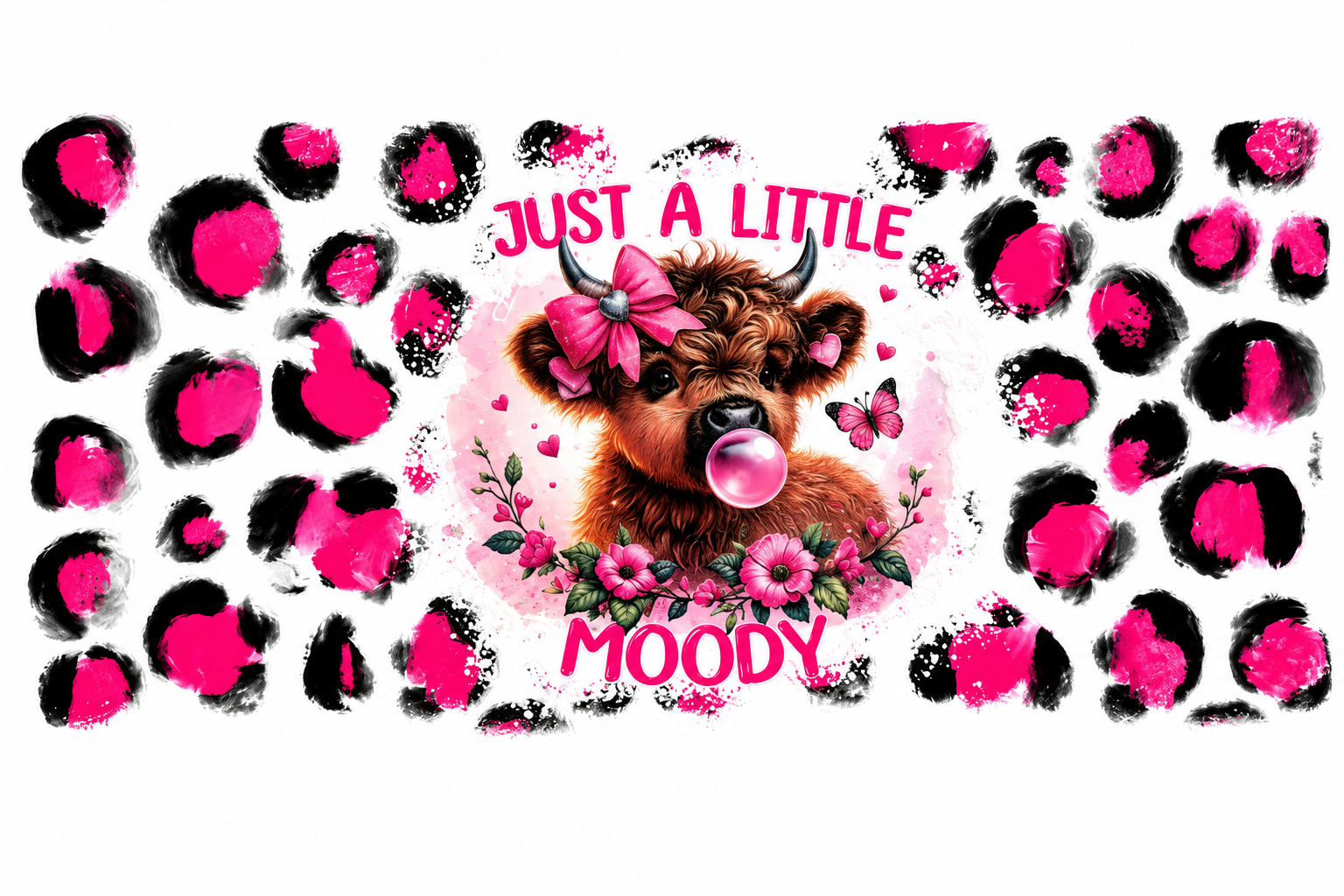 Decal Wraps for Tumblers 16oz Recommended (NOT CUTTABLE) Little Moody Pink