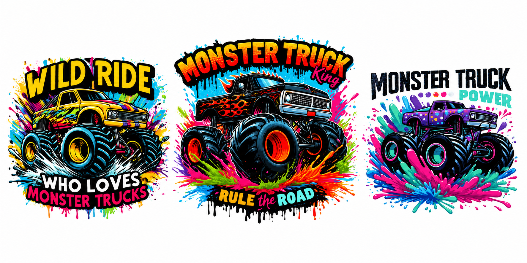 Decal Wraps for Tumblers 16oz Recommended (NOT CUTTABLE) Monster Truck Rule the Road